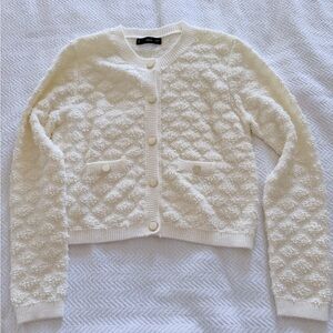 Women's MANGO Cream Textured Cardigan Excellent Condition